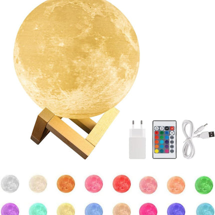 Lámpara Luna 16 Colores con Mando Distancia