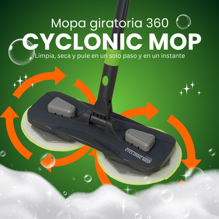 Mopa Giratoria Cyclonic Mop que limpia, seca y pule en un solo paso
