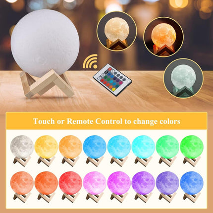 Lámpara Luna 16 Colores con Mando Distancia